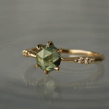 Silky Rose Cut Green Sapphire Ilona Ring