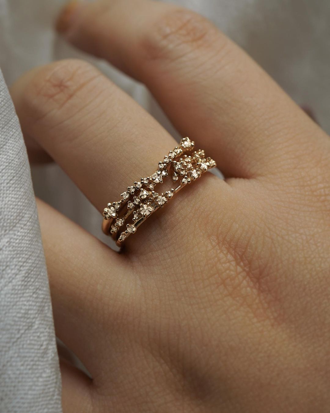 Magical Fairy Queen Diamond Sylph Wedding Band or Stacking Ring 14k yellow gold / 4 Magical Fairy Queen Diamond Sylph Wedding Band or Stacking Ring 14k yellow gold / 4