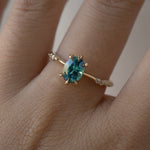 Oval Blue-Green  Sapphire Ilona ring - OOAK