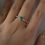 Old European Cut Green Sapphire Daphne Ring - ooak