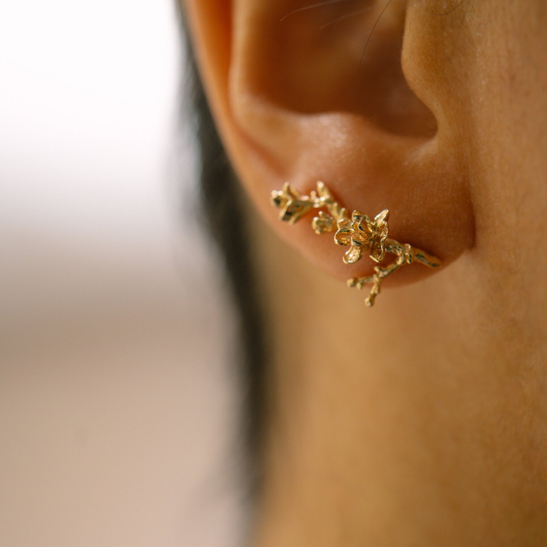 Magnolia Collection Diamond Flower Earrings, 14K White Gold