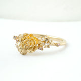 Asrai Garden Ring with Eos Band, Anemone, Lilacs, Ranunculus - Laurie Fleming Jewellery