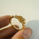 Asrai Garden Ring with Eos Band, Anemone, Lilacs, Ranunculus - Laurie Fleming Jewellery