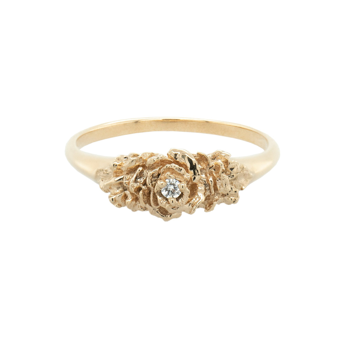 Sculptural, Vintage-Inspired Old Garden Rose Flower Signet Ring 