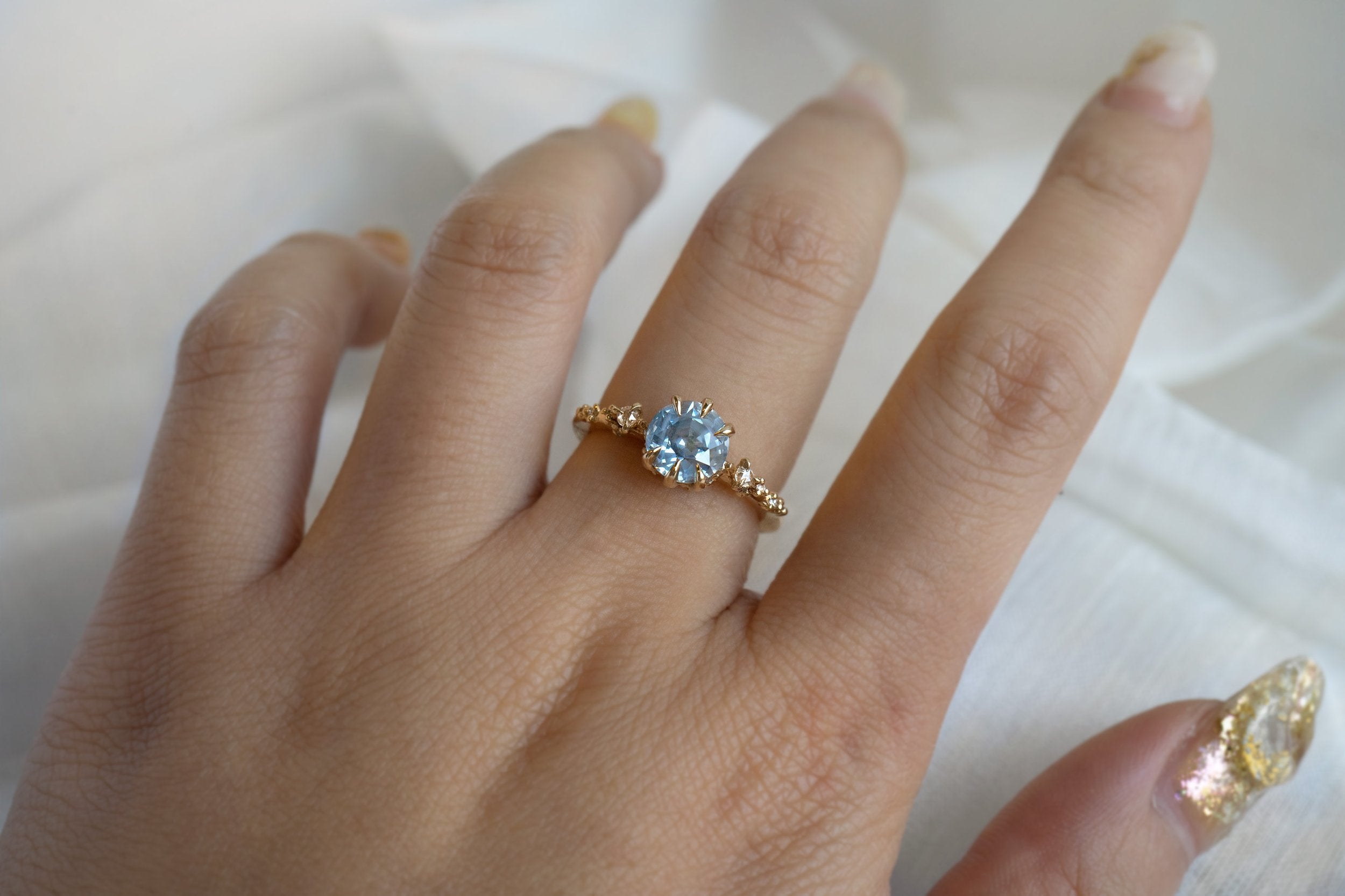 Blue/grey Sapphire Nereid Ring - OOAK