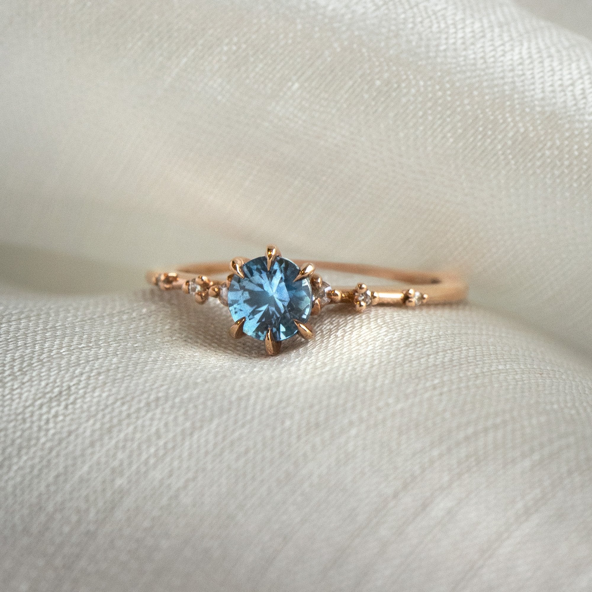 Blue Sapphire Water Lily Ring - Laurie Fleming Jewellery