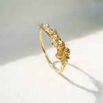 Asrai Garden Ring with Sleeping Petal Band, Narcissus Leaves, Orchid  - Laurie Fleming Jewellery